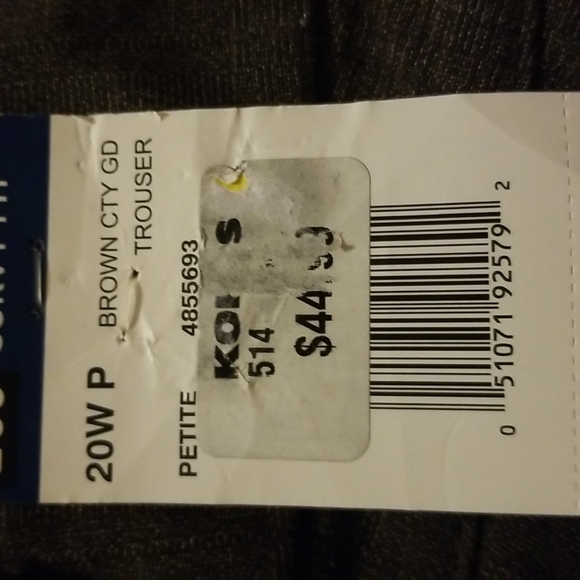 NWT 20WP Lee Brown Plaid Dress Pants - Picture 8 of 8